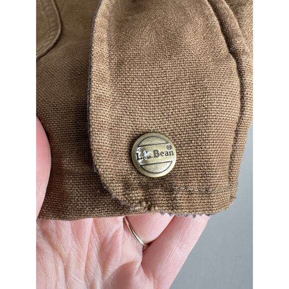 LL Bean Canvas Sherpa Lined Pockets Brown Coat Jacket Size Small Men’s Regular - Picture 5 of 14